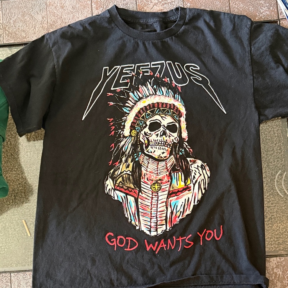 Yeezy Black Tee with Colorful Graphic